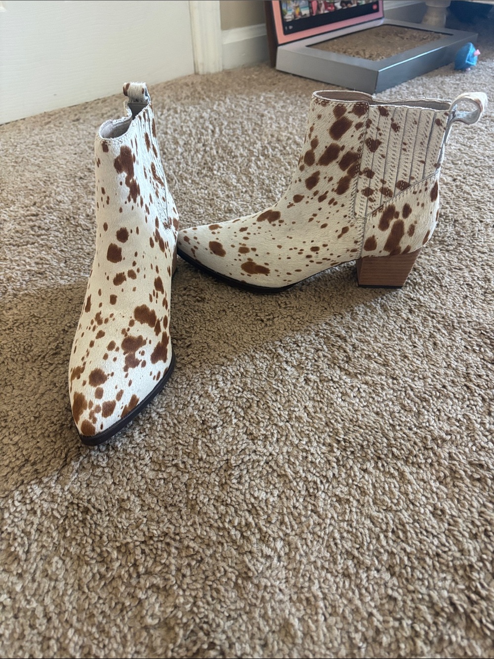 Women's Brown Spotted Ankle Boots